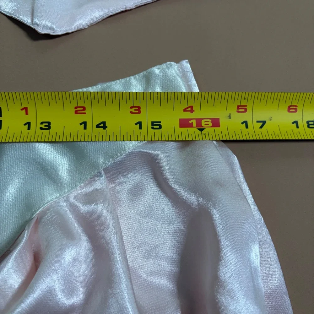Vintage Val Mode Lingerie Pink Satin Pajama Set Cropped Top Tap Shorts Medium